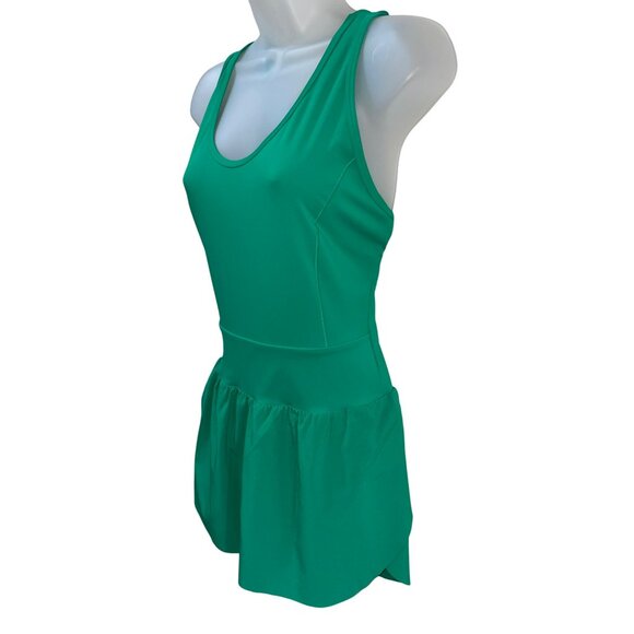Athleta Runsie Green Athletic Skort Romper With Cross Back Design For Women - M - Picture 6 of 10